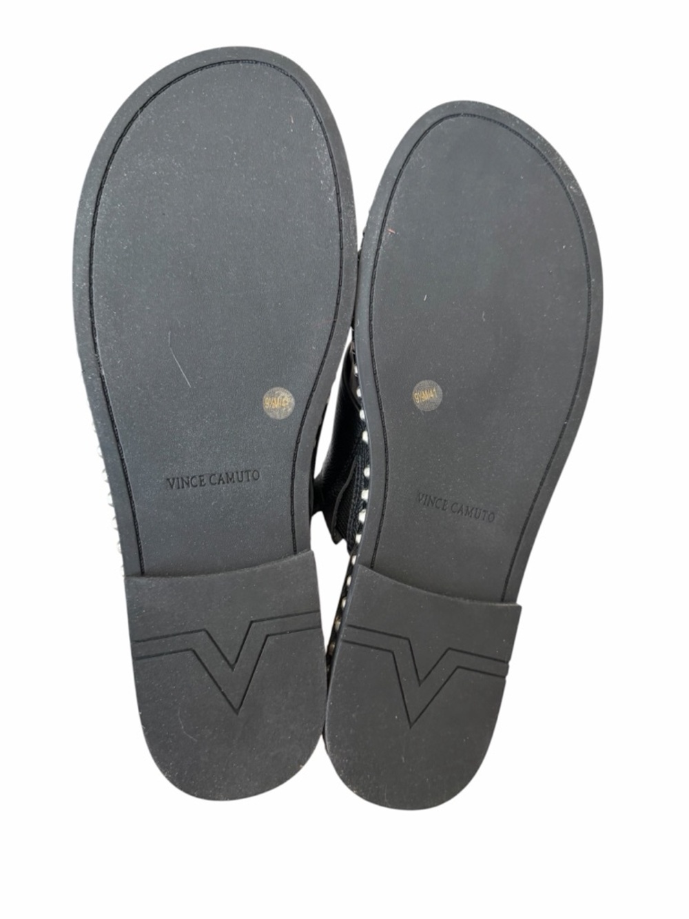 Vince Camuto Black Leather Cross-Strap Slingback Sandals with Stud Trim - Picture 6 of 8